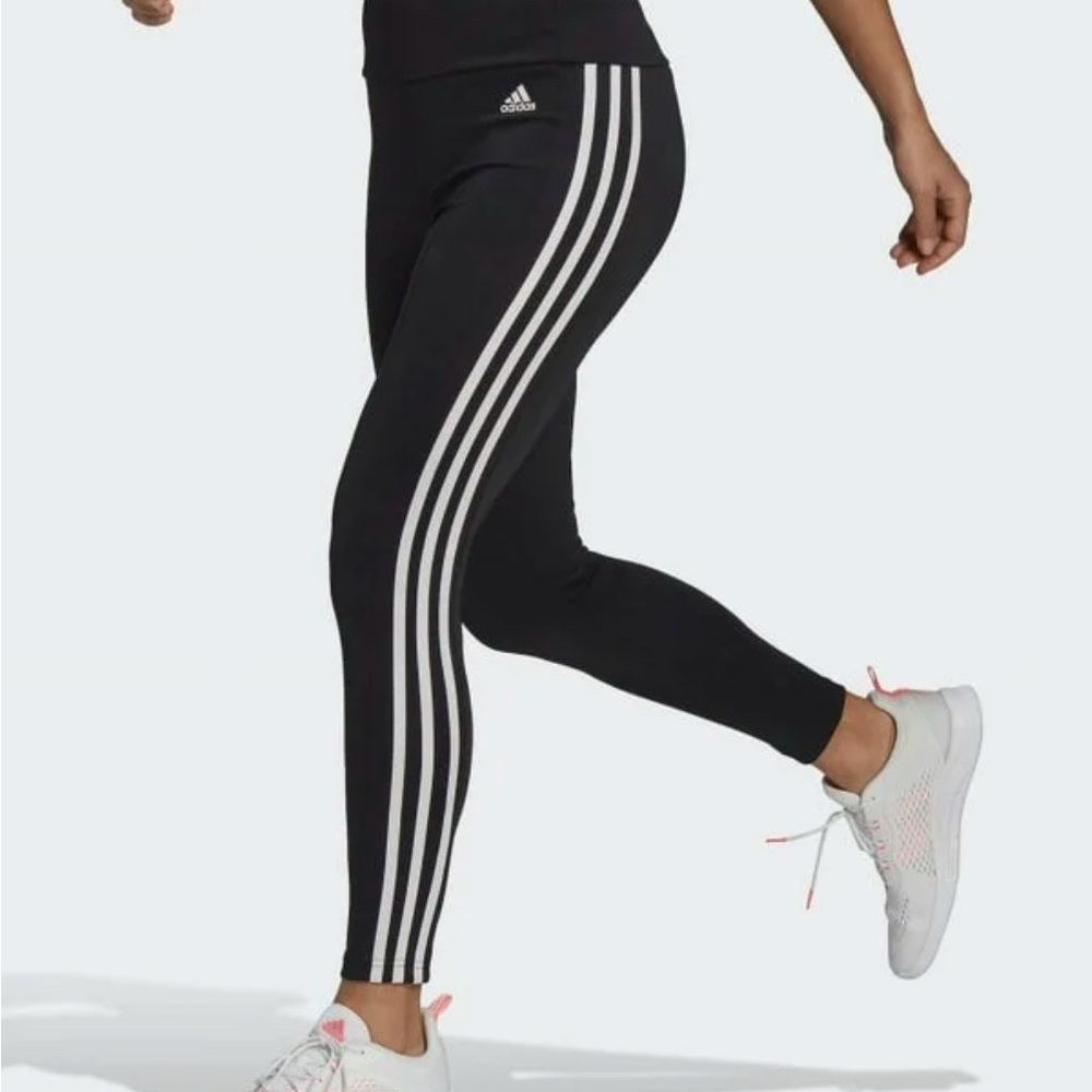 Adidas Black Leggings with White Stripes